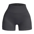 Dark grey high-waisted seamless ribbed yoga shorts in quick-dry breathable fabric - S / Bottoms / Gray
