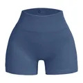 Blaue nahtlose Yoga-Shorts mit hohem Bund in Größe S aus Nylon und Elasthan-Gewebe - 2308 Blau / S