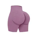 Damen Yoga-Shorts mit hoher Taille in Fliederlila und nahtlosem Pfirsich-Po-Design - S / Unterteile / Altrosa