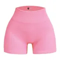 Pink high waisted seamless ribbed yoga shorts in size S made of nylon and elastane - S / Bottoms / Light Pink