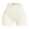 Seamless ribbed high waist yoga shorts for women in cream beige color, size small - S / Bottoms / Off-White