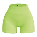 Nahtlose Rippen-Yogashorts mit hoher Taille in Neongrün, schweißableitende Passform - 2308 Apfelgrün / S