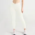 Off-white ribbed seamless yoga leggings with V-shaped crossover high waist and slim fit - S / Bottoms / Off White