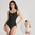 Seamless slimming shapewear bodysuit for women with thin straps in black and beige colors - Black (LT2008A)