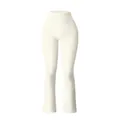 Off-white high waisted ribbed knit flared leggings for sports and fitness - L / Off-white