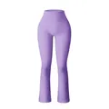 Hoch taillierte gerippte Schlag-Yogahose in Hellviolett mit elastischer Kompression - L / Unterteile / Lila