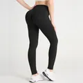 High-waist black scrunch butt yoga leggings with cross waist design for fitness - M / Bottoms / Black