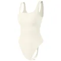 Off-white square neck ribbed seamless bodysuit with wide shoulder straps - S / Off White