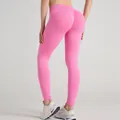 Hellrosa nahtlose Yoga-Leggings mit hoher Taille, V-förmigem Bund und Push-up-Effekt am Po - Fuchsia