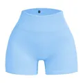 Sky blue high-waisted seamless ribbed yoga shorts in quick-dry breathable fabric - S / Bottoms / Sky Blue