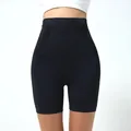 High-waisted black yoga shorts with tummy control and compression for fitness - S / Bottoms / Black