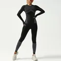 Women's seamless thermal base layer set in black with grey stripe detailing - S / Top And Bottom / Black