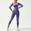 Women's purple seamless moisture-wicking thermal ski underwear set with black contrast - S / Top And Bottom / Purple