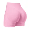 Roze naadloze yoga shorts met hoge taille en scrunch butt effect voor de fitness - M / Roze