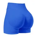 High-waisted royal blue yoga shorts with honeycomb texture and butt-lifting seam design - S / Bottoms / Electric Blue