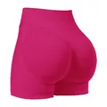 High-waisted rose red seamless yoga shorts with scrunch butt lift and shaping fit - M / Rose Red