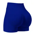 Royal blue high-waisted seamless gym shorts with V-shape scrunch butt design for women - L / Blue