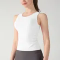 Weißes ärmelloses Yoga-Tanktop mit seitlicher Raffung und feuchtigkeitsableitendem Stoff - M / Weiß