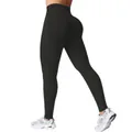 High-waist black yoga leggings with push-up effect and breathable elastic fabric - S / Black