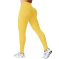 High-waisted bright yellow yoga leggings with scrunch butt lift and tummy control - S / Yellow