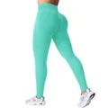 High-waisted mint green yoga pants with peach-butt lifting effect and seamless fabric - S / Light Green