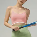 Pink thin strap sports bra and avocado green seamless high waist leggings set - Color Block Pink