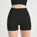 Slim fit black ribbed high-waisted seamless yoga shorts for women training gym set - S / Bottoms / Black