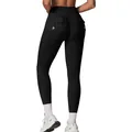 High waist black cargo yoga leggings with ruched butt lifting design and back pockets - S / Bottoms / Long / Black