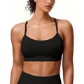 Women's black high-elastic sports bra with thin straps and supportive wide band - S / Tops / Black