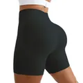 Plus size high waist black seamless yoga shorts with peach butt lift shaping effect - XL / Black