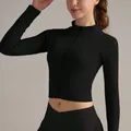 Slim fit black ribbed yoga jacket with full zipper and stand collar for fitness training - S / Black