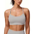 Light grey thin strap sports bra and high elasticity yoga leggings set for women - L / Tops / Off White