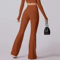 Mallas de yoga acampanadas color caramelo de talle alto con diseño moldeador activo - M / Naranja Oscuro