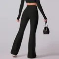 Pantalones de yoga negros acampanados de talle alto para mujer en tejido suave y ajustado - XL / Negro