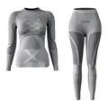 Women's gray thermal compression base layer set for skiing with moisture-wicking fabric - S / Top And Bottom / Gray