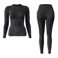 Women's thermal compression ski underwear set in black with moisture-wicking technology - S / Top And Bottom / Dark Gray