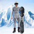 Men's dark grey thermal compression ski base layer set for mountain sports - M / Top And Bottom / Gray