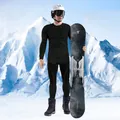 Men's black quick-dry thermal base layer suit with compression zones for skiing - S / Top And Bottom / Black