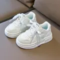Kids white fashion sneakers with thick non-slip soles and hook-and-loop closure for sports - Size 21 (Inner Length 13CM) / White