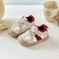 Scarpe da passeggio per bambini in beige e bordeaux con pratica chiusura a strappo - 16 / Borgogna