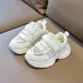 White breathable mesh sneakers for kids with Velcro straps and cushioned thick soles - EU 24 / Single Mesh (A2226) / White