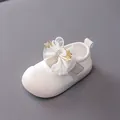 Scarpe Mary Jane neonata bianco crema con fiocchi di tulle e stelle di paillettes - Taglia 15 Lunghezza Interna 11.5cm / Bianco