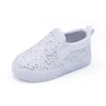 Zapatillas con lentejuelas blancas para niños con suela LED y bandas elásticas - EU 24 / Blanco