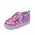 Zapatillas rosas de lentejuelas para niña con suela LED brillante y diseño sin cordones - EU 21 / Rosa