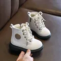 Classic white children's Martin boots with side zipper and thick non-slip rubber soles - EU 21 / White