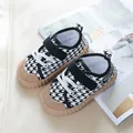 Chaussures enfants en toile à motif pied-de-poule avec scratch et semelles antidérapantes - EU 21 / Noir