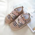 Baskets pour enfants en toile pied-de-poule avec scratch et semelle épaisse - EU 30 / Marron