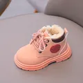 Pink winter warm boots for kids with cozy faux fur lining and non-slip rubber soles - Size 21 (Inner 13cm) / Pink (Fleece Lined)