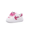 Scarpe bianche per bambini con accenti a freccia rosa e lacci intrecciati alla moda - Taglia 27 (Lunghezza Interna 16,6 cm) / Rosa Rosso