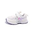 Atmungsaktiver Kinder-Sneaker mit lila Sternmuster und Klettverschluss in Beige - EU 21 / Rosa